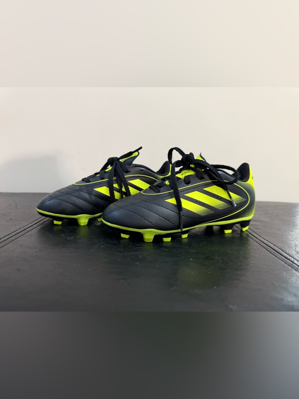 adidas Kids Black and Neon Yellow Soccer Cleats